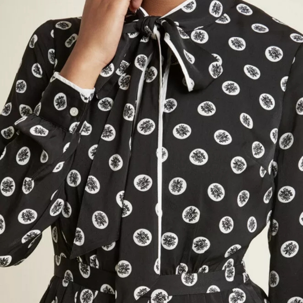 Modcloth Black and White Long Sleeve Dress